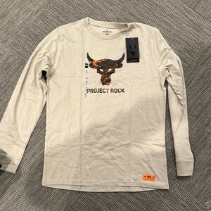 Under Armour Project Rock Long Sleeve Shirt - Cream and Orange